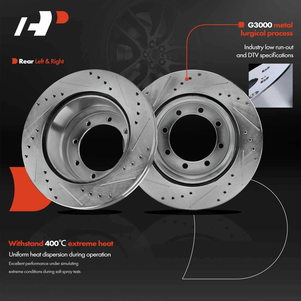 6x Drilled Rotors & Ceramic Brake Pads for Ford F-350 Super Duty (2005–2023)