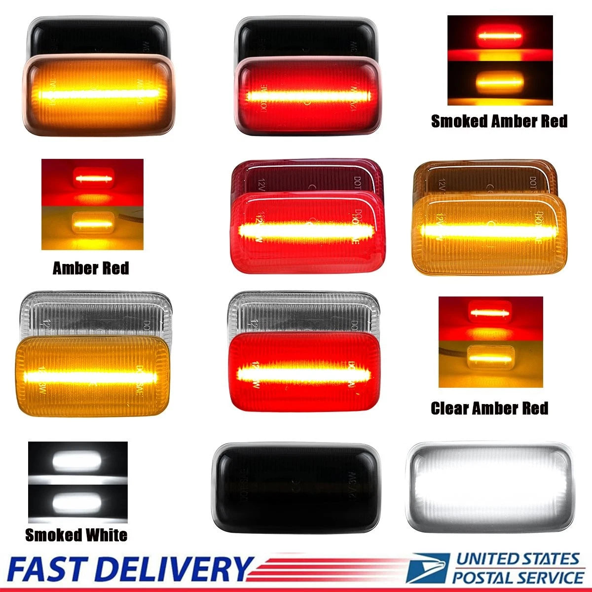 Set of 4 Smoked LED Side Marker Lights for Chevy Silverado (2013–2015)