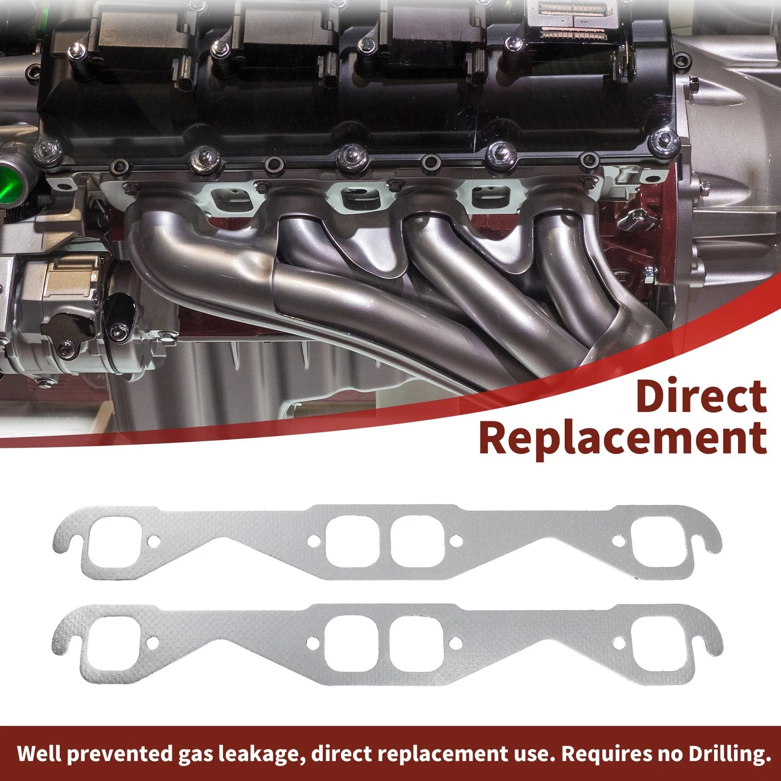 2X Exhaust Manifold Gasket for Chevy Isuzu Cadillac SBC Engine (1404)