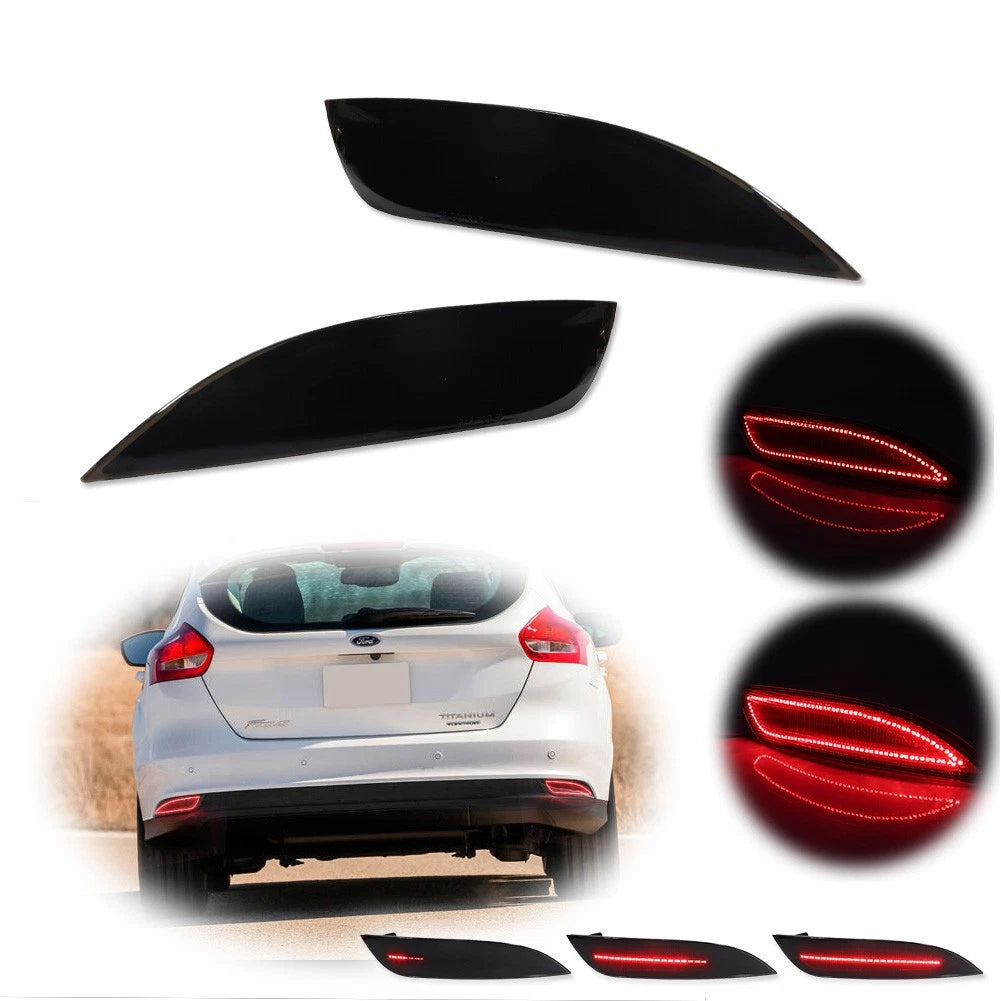 LED Rear Bumper Reflector Tail Lights for Ford Focus Hatchback (2015–2018)