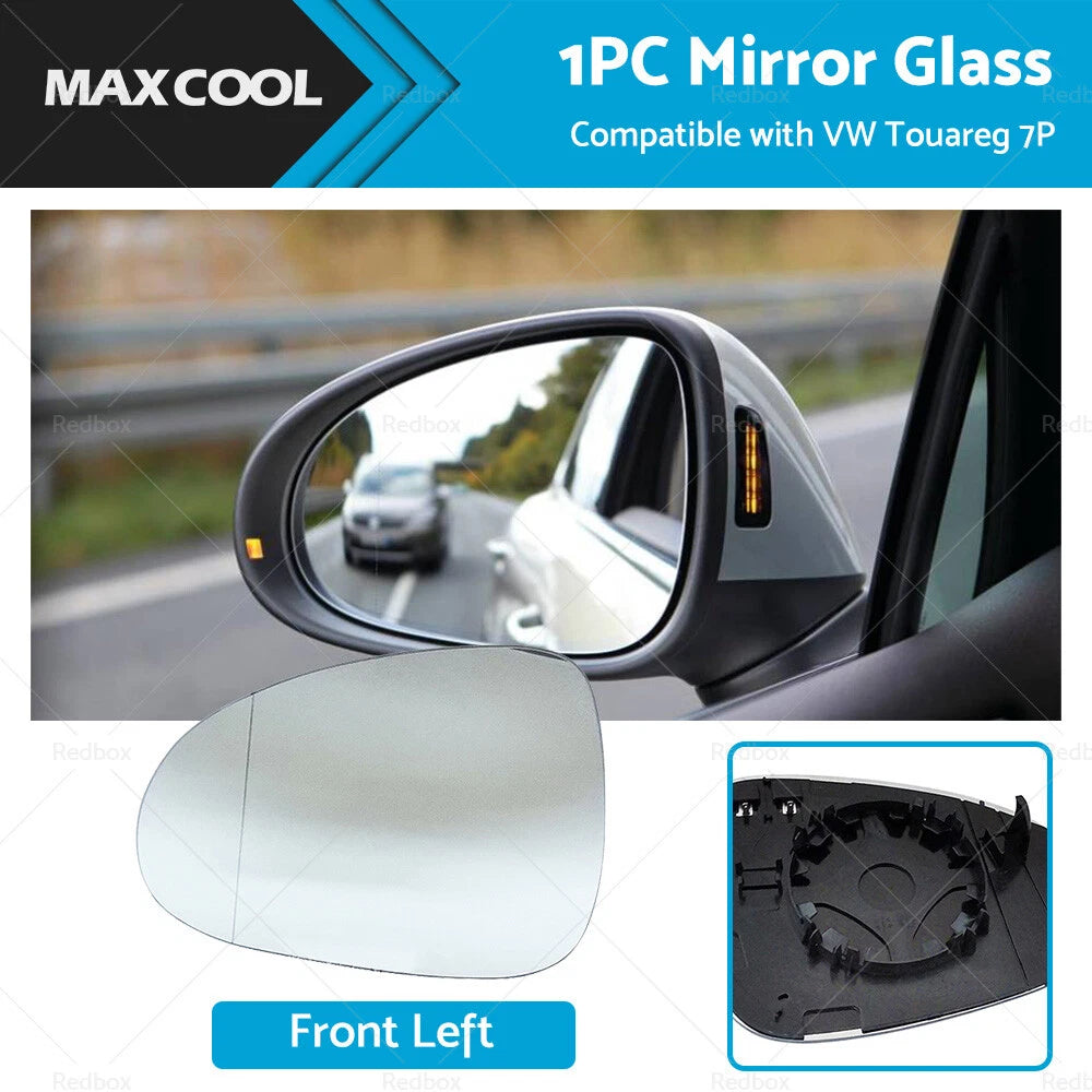 Heated Convex Mirror Glass w/ Base for VW Touareg 7P (2007–2018) Left