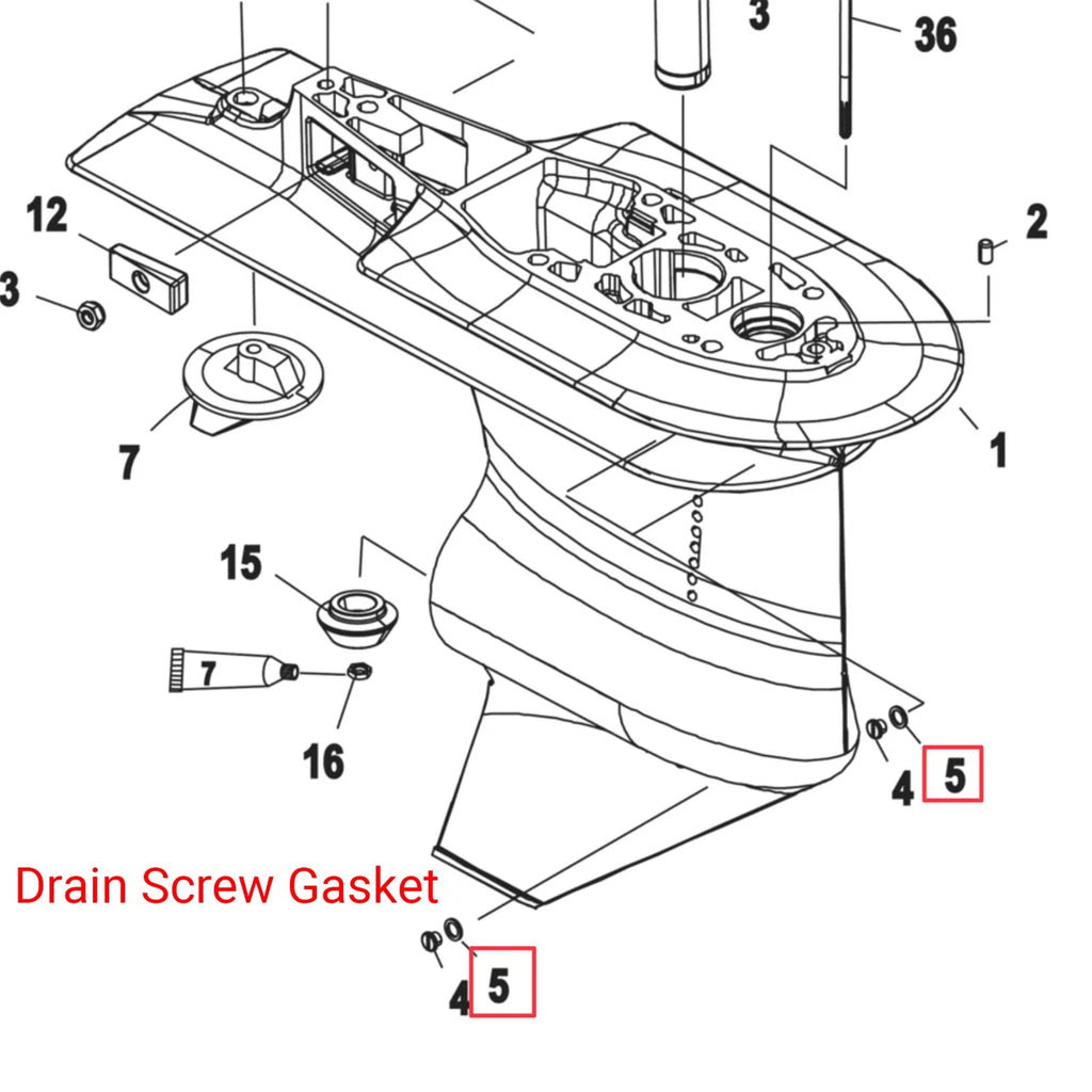 Gearcase Driveshaft Drain Plug Gasket for Mercury Outboard (12-191832, 27-828816)