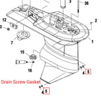 Gearcase Driveshaft Drain Plug Gasket for Mercury Outboard (12-191832, 27-828816)
