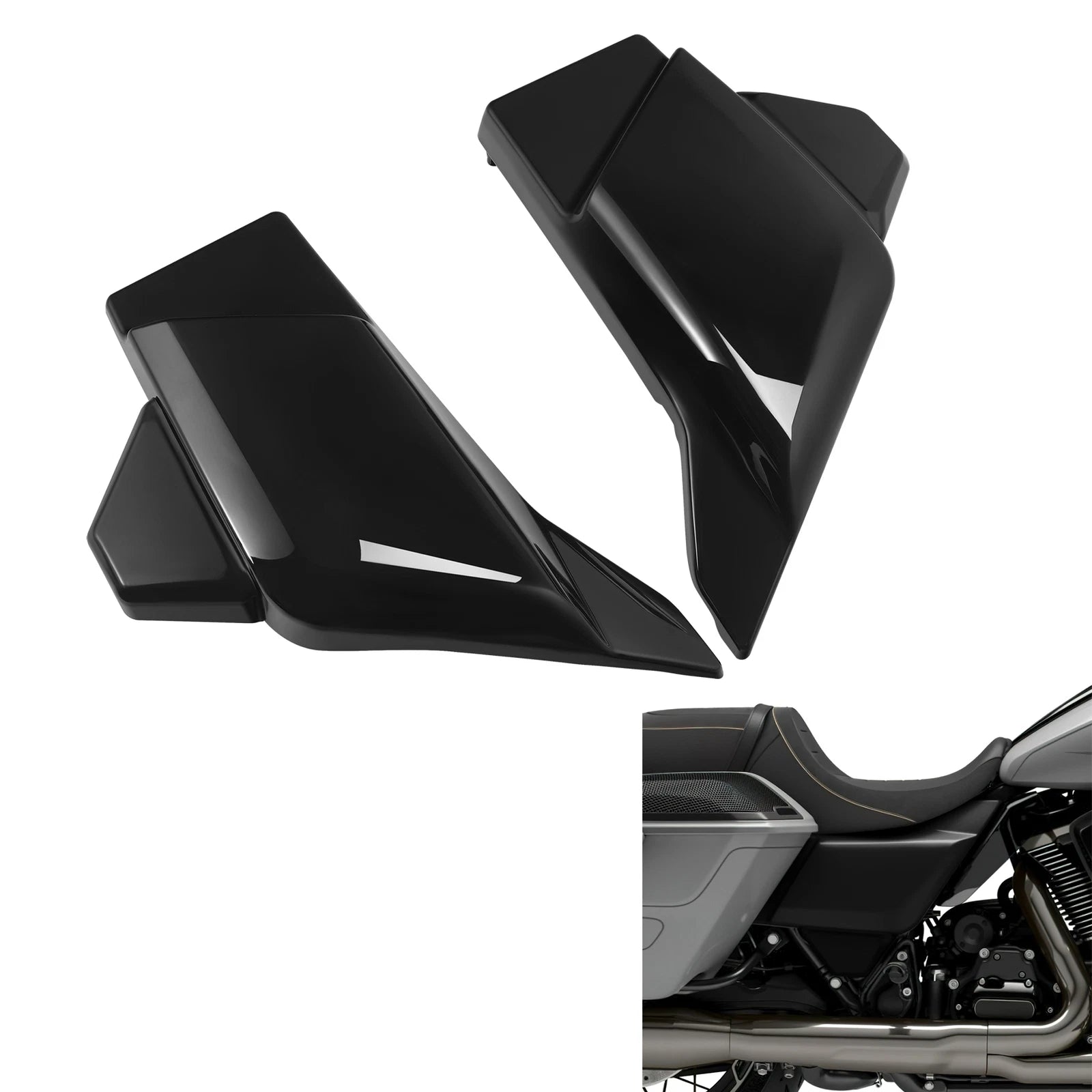 Black Battery Side Covers Panels for Harley CVO Street Road Glide (2023–2024)