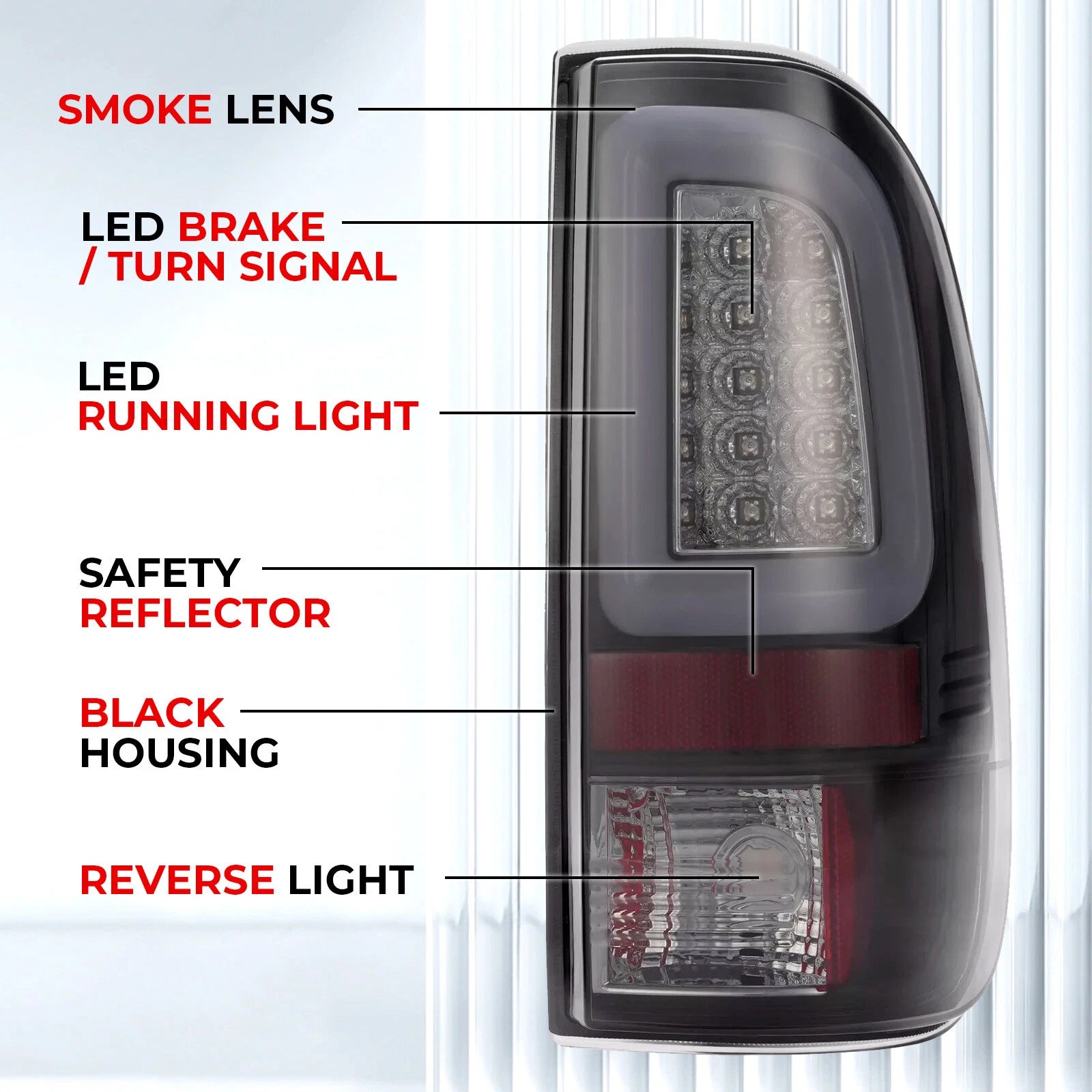 LED Brake Tail Lights Black Smoke for Ford F-250/350 Super Duty (2008–2016)