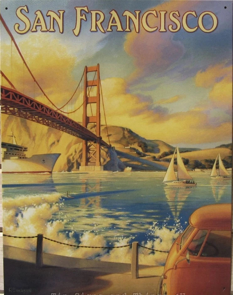 Vintage Replica Tin Metal Sign - Golden Gate Bridge, San Francisco Bay 1266