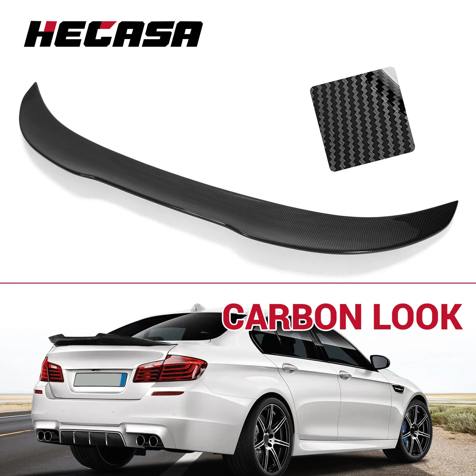 Rear Trunk Spoiler Wing for BMW F10 5 Series (2011–2017) Carbon Fiber Style