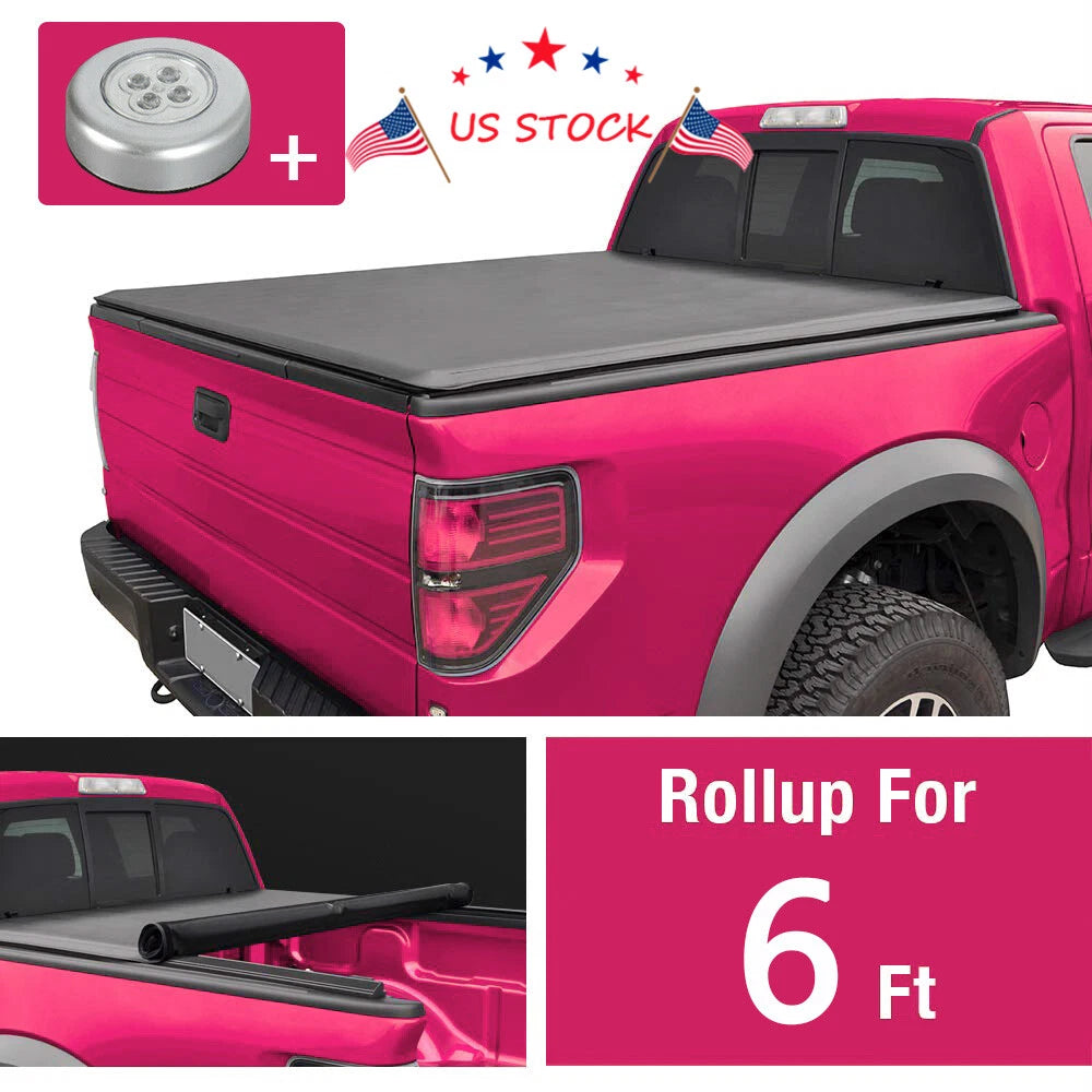 6 ft Soft Vinyl Roll-Up Tonneau Cover for Toyota Pickup Tacoma (1989–2004)