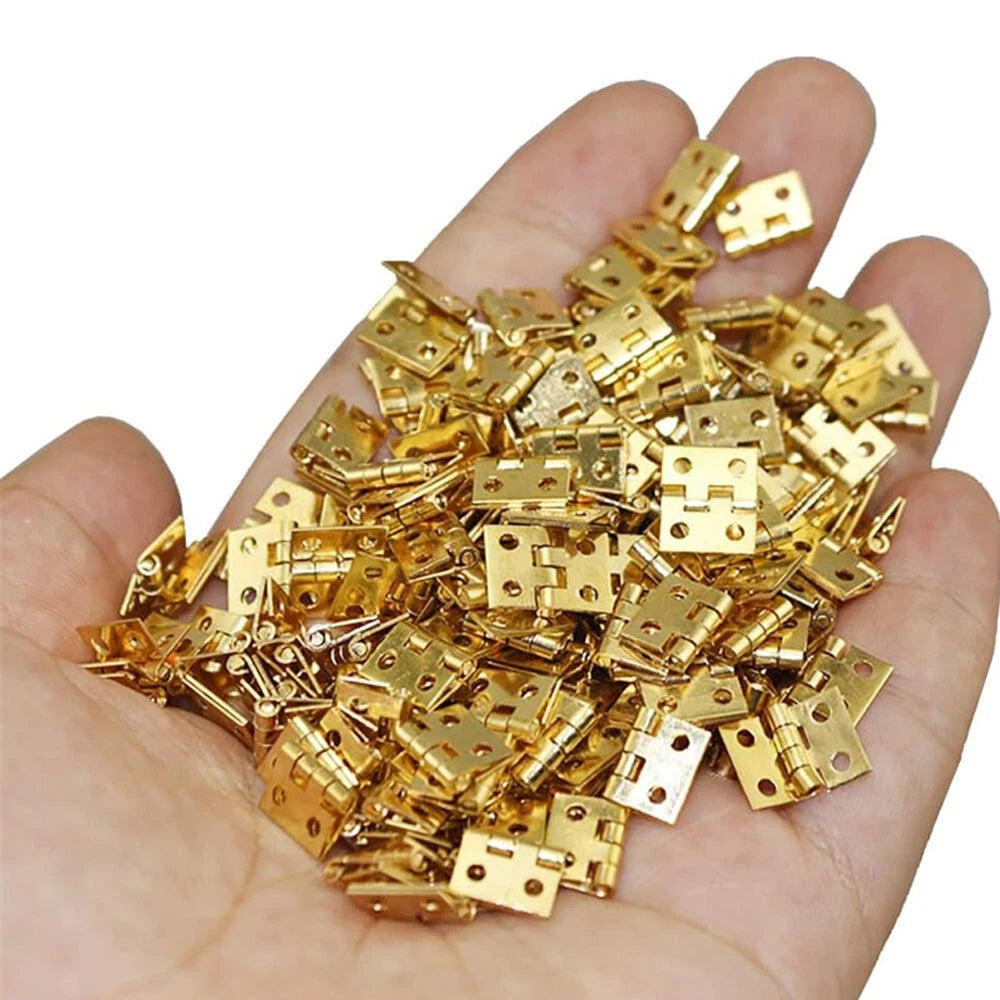 100pcs Mini Brass Hinges for Craft Door Box Doll House (8x10mm)