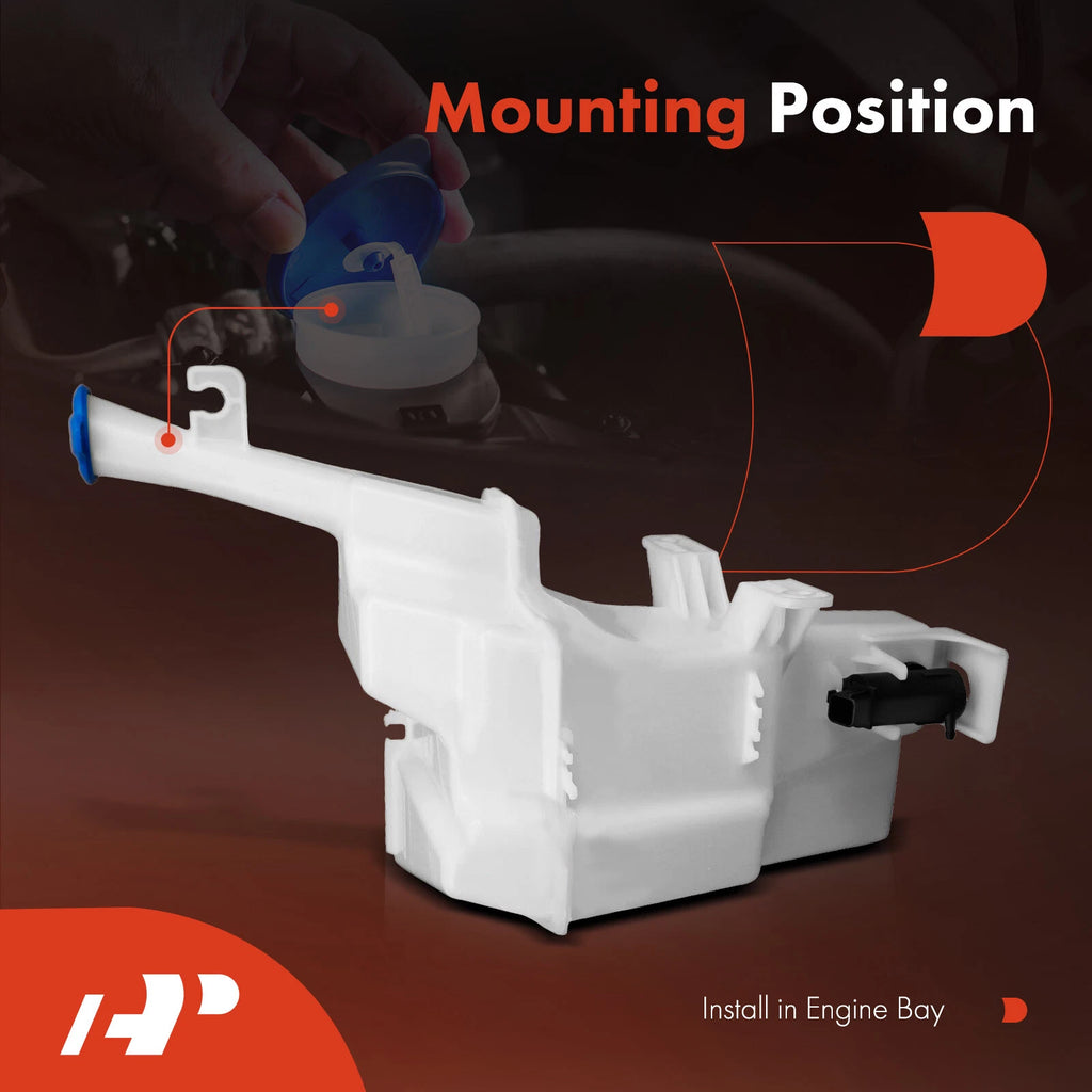 Windshield Washer Reservoir with Cap & Pump for Kia Rio (2012-2015)