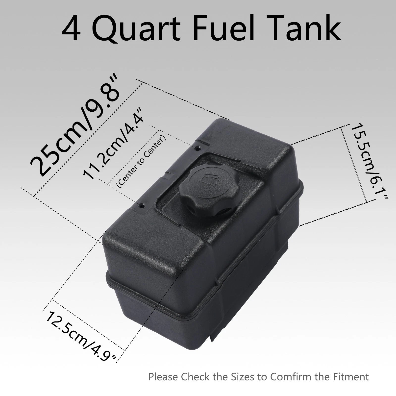 4 Quart Plastic Fuel Tank w/ Cap & Shut-Off Valve for Briggs & Stratton (N/A)