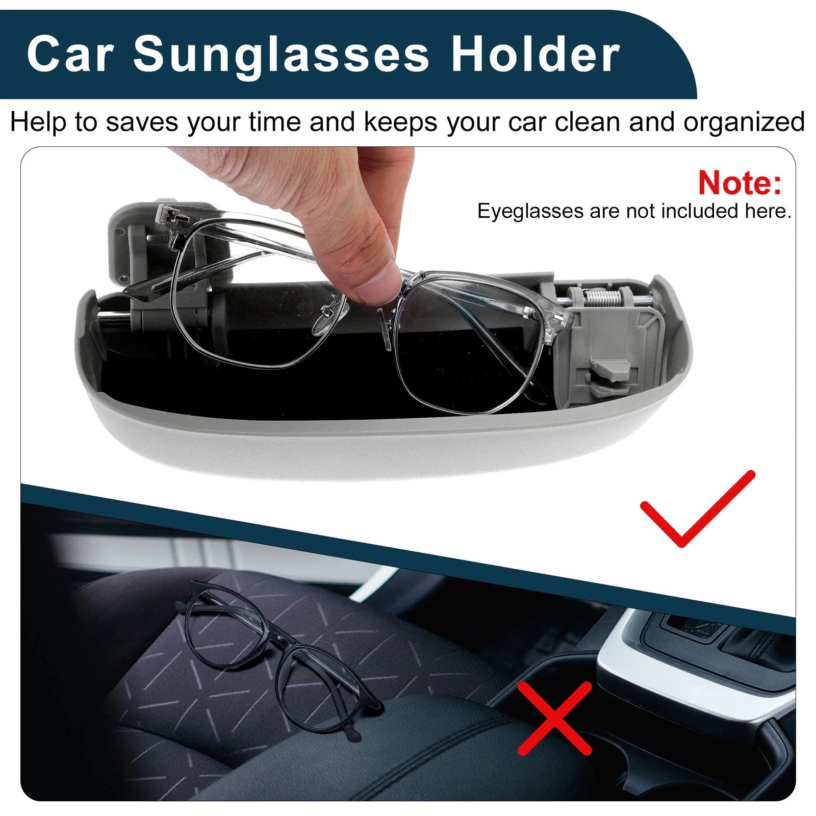 Sunglasses Case for Honda Civic (2016–2023) Eyeglasses Holder Dark Grey