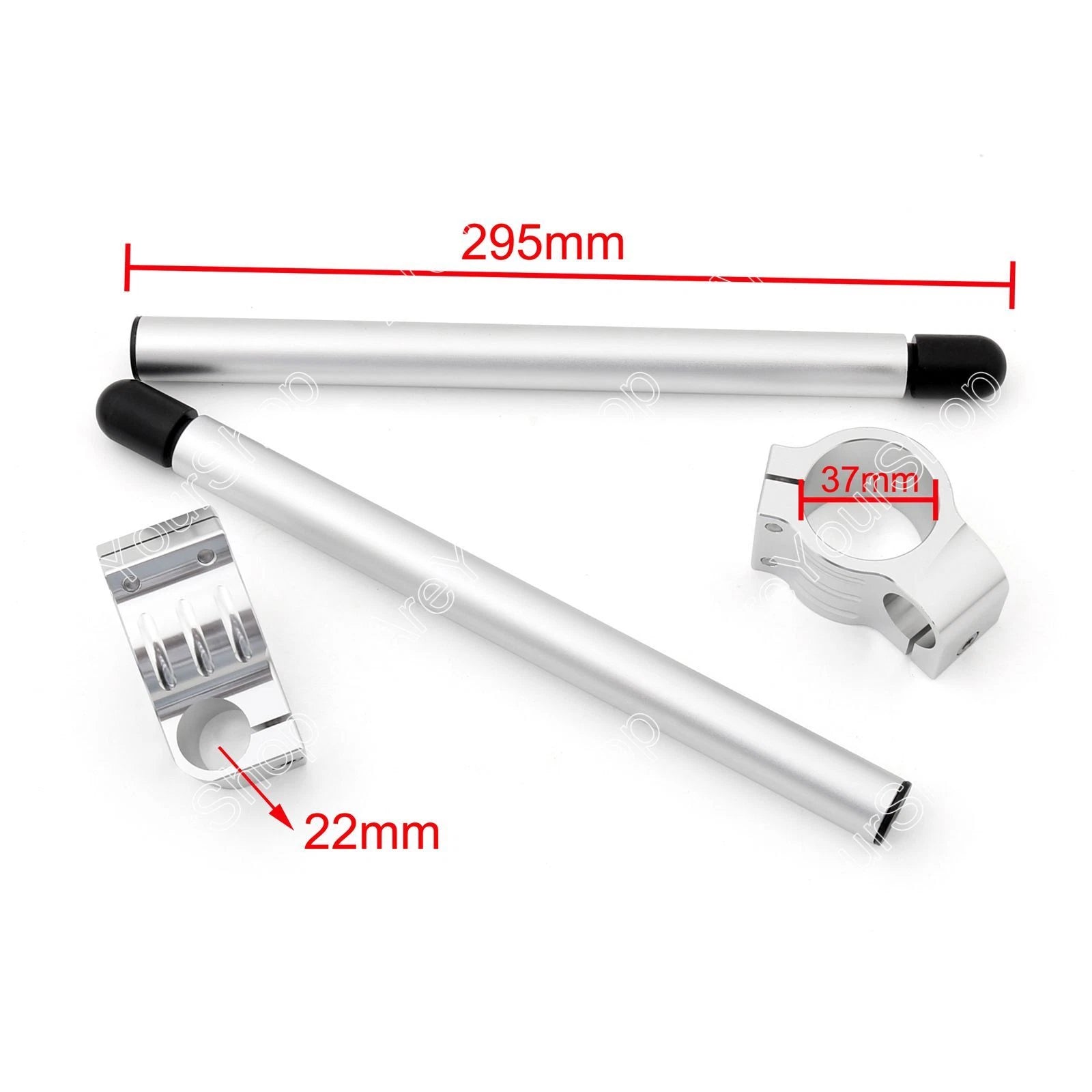 Clip-On Handlebars for Honda CBR250R CBR600F (Universal, 37mm, Silver)