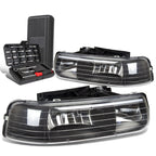 Pair of Black Housing Headlights for Chevy Silverado (1999–2002)