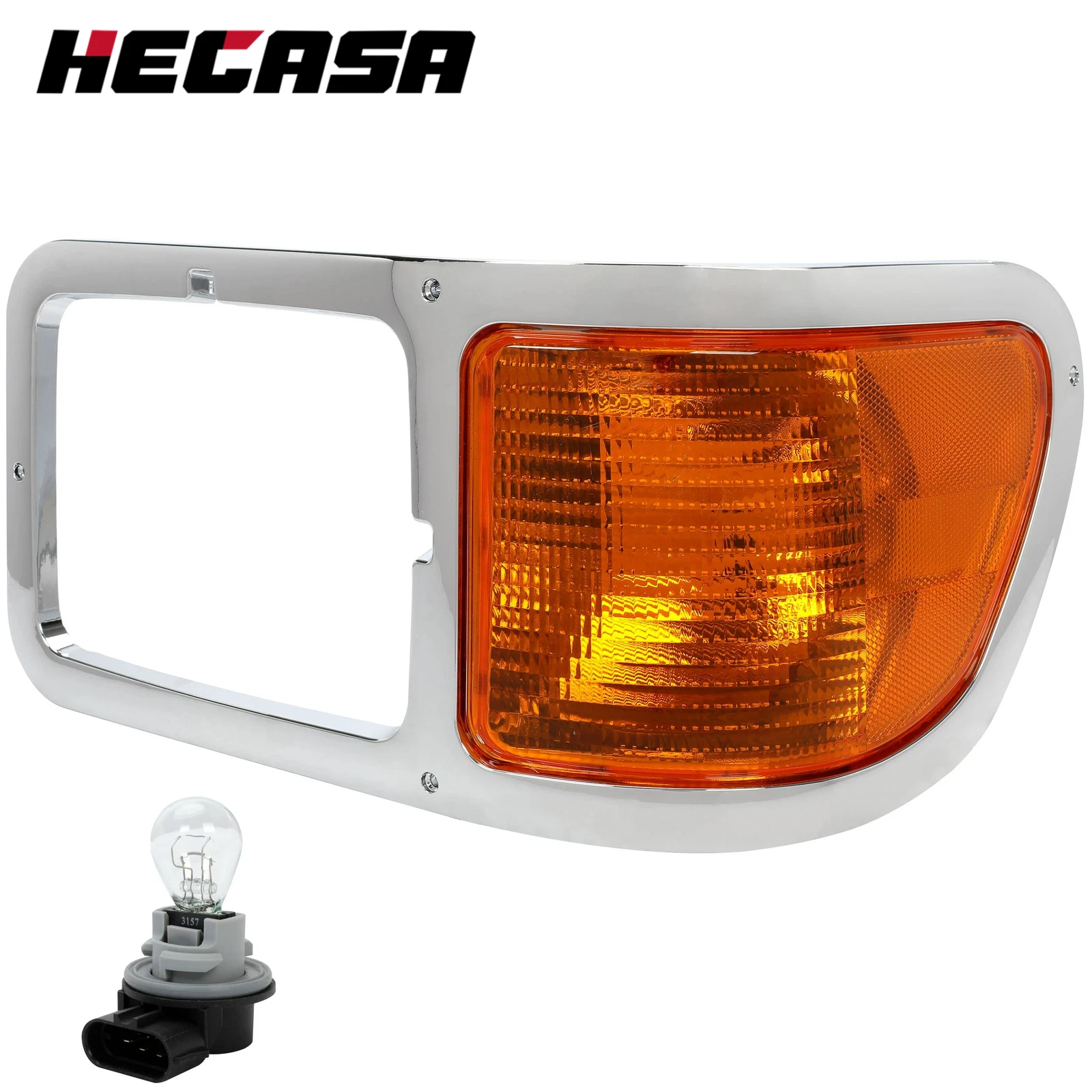 Left Headlight Bezel Trim + Corner Signal Light Lens for Ford F650 F750 (2000–2015)