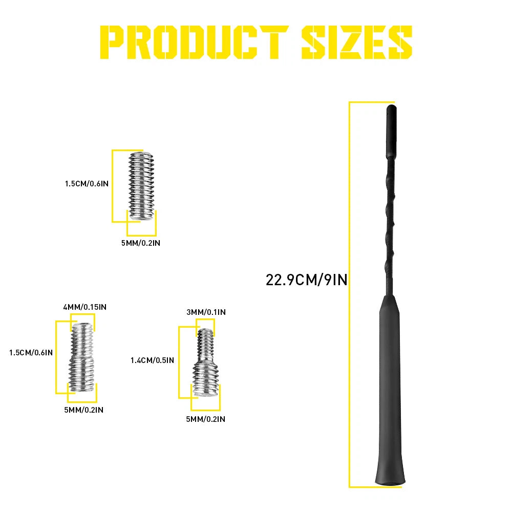 9" Power Antenna Mast for Ford Transit (2015–2025) Black AM/FM