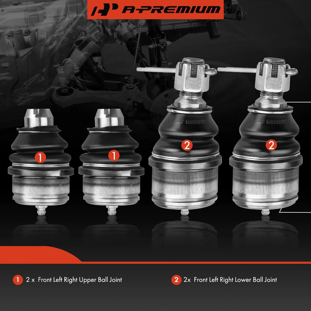 Set of 4 Front Upper & Lower Ball Joints for Ford E-150 E-250 E-350 (1992-2014)