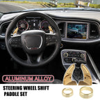 Gold Tone Inner Paddle Shifter AC Volume Knob Cover Ring for Dodge Charger