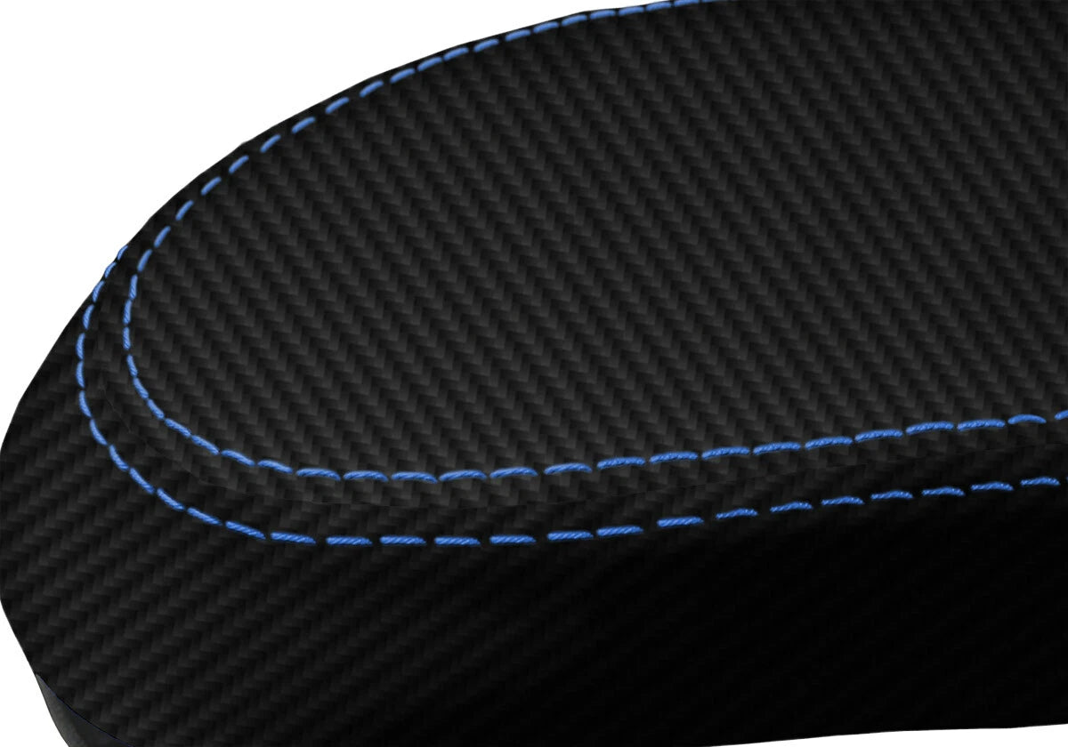 Carbon Fiber Console Lid Armrest Cover for Ford Focus (2000–2007) Blue Stitch