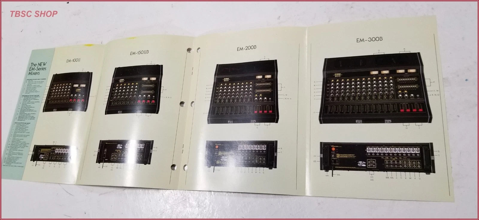 Self-Powered Mixer Brochure for Yamaha EM-300B EM-150IIB EM-100II EM-200B