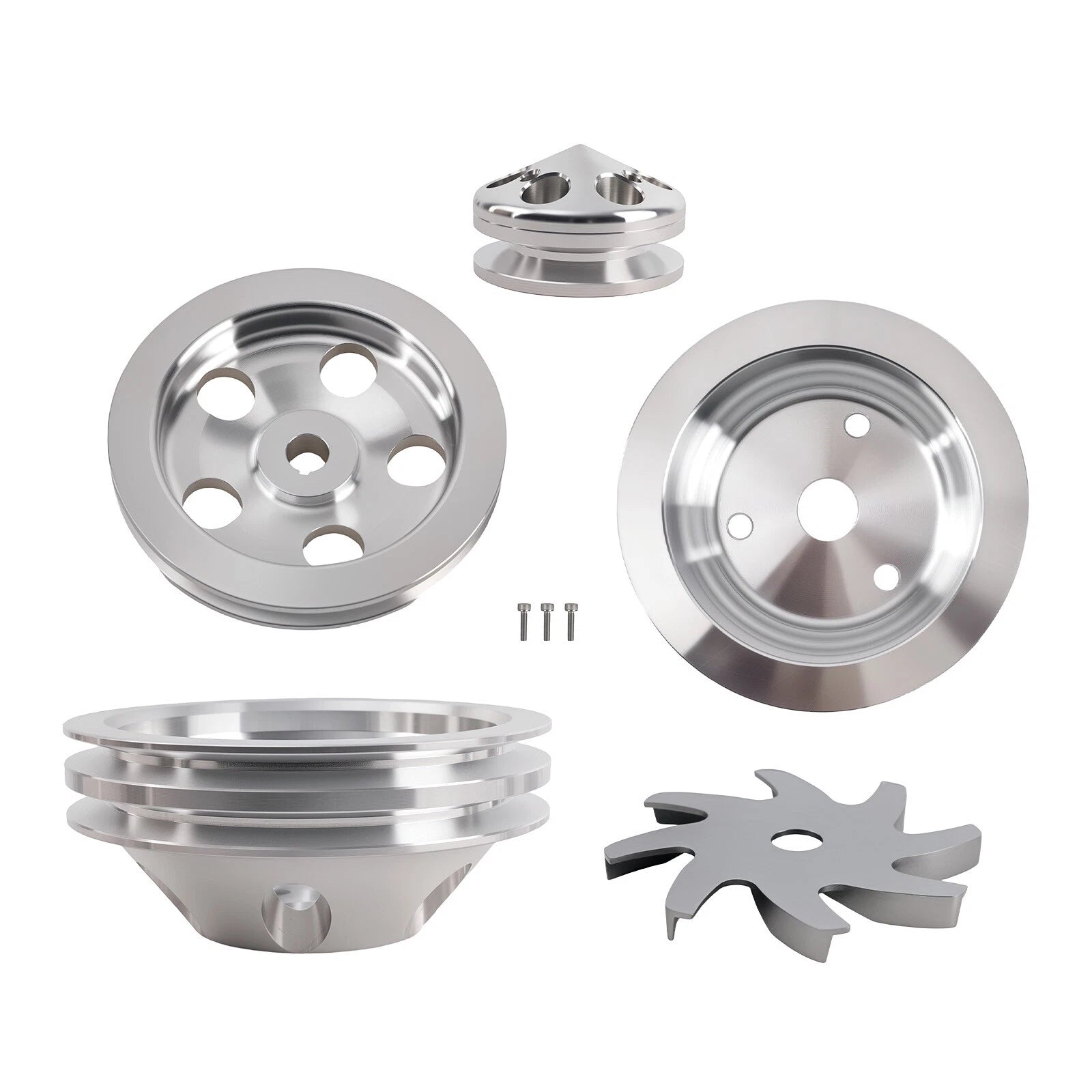 2 Groove Water Pump Crank Pulley Set for Small Block Chevy (1959–1995)