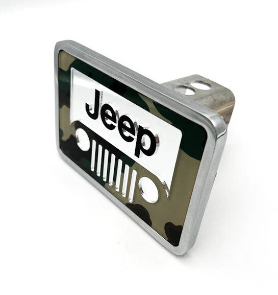 Hitch Cover Jeep Grill Logo Camouflage for 2 Inch Receiver (Universal Fit)