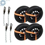 Set of 4 Car Tie Downs with Chain Anchors for Trailer SUV Truck