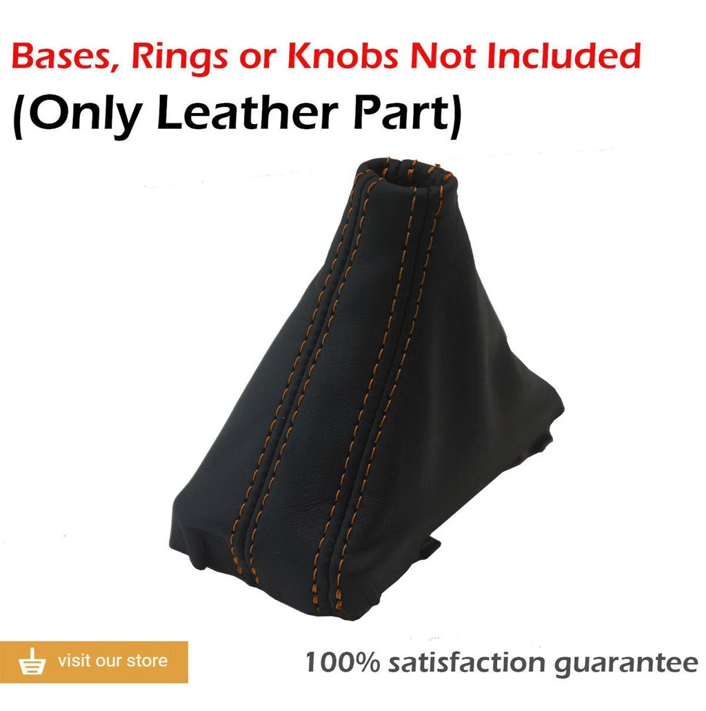 Leather Automatic Shift Boot Cover for Audi A6 (2005–2011) Orange Stitch