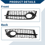 1 Pair Front Fog Light Grill for Audi TT 8J (2006–2014) No. 8J0807682/8J0807681 Black