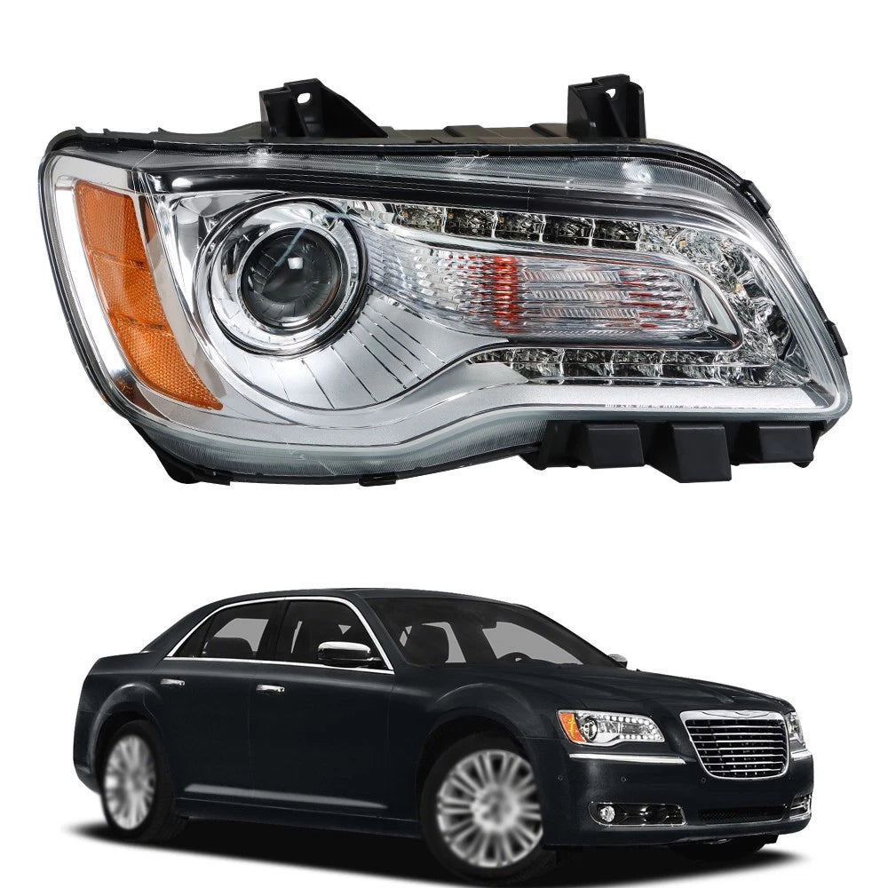 Replacement Headlight for Chrysler 300 (2011-2014) Right Chrome Halogen