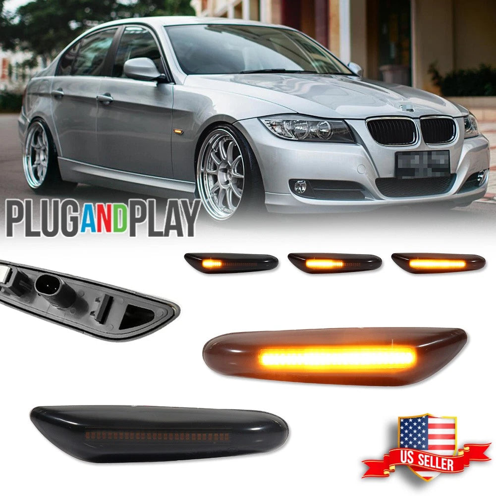 Smoked Dynamic Amber LED Front Side Marker Signal Lights for BMW 1 3 5 X Series 