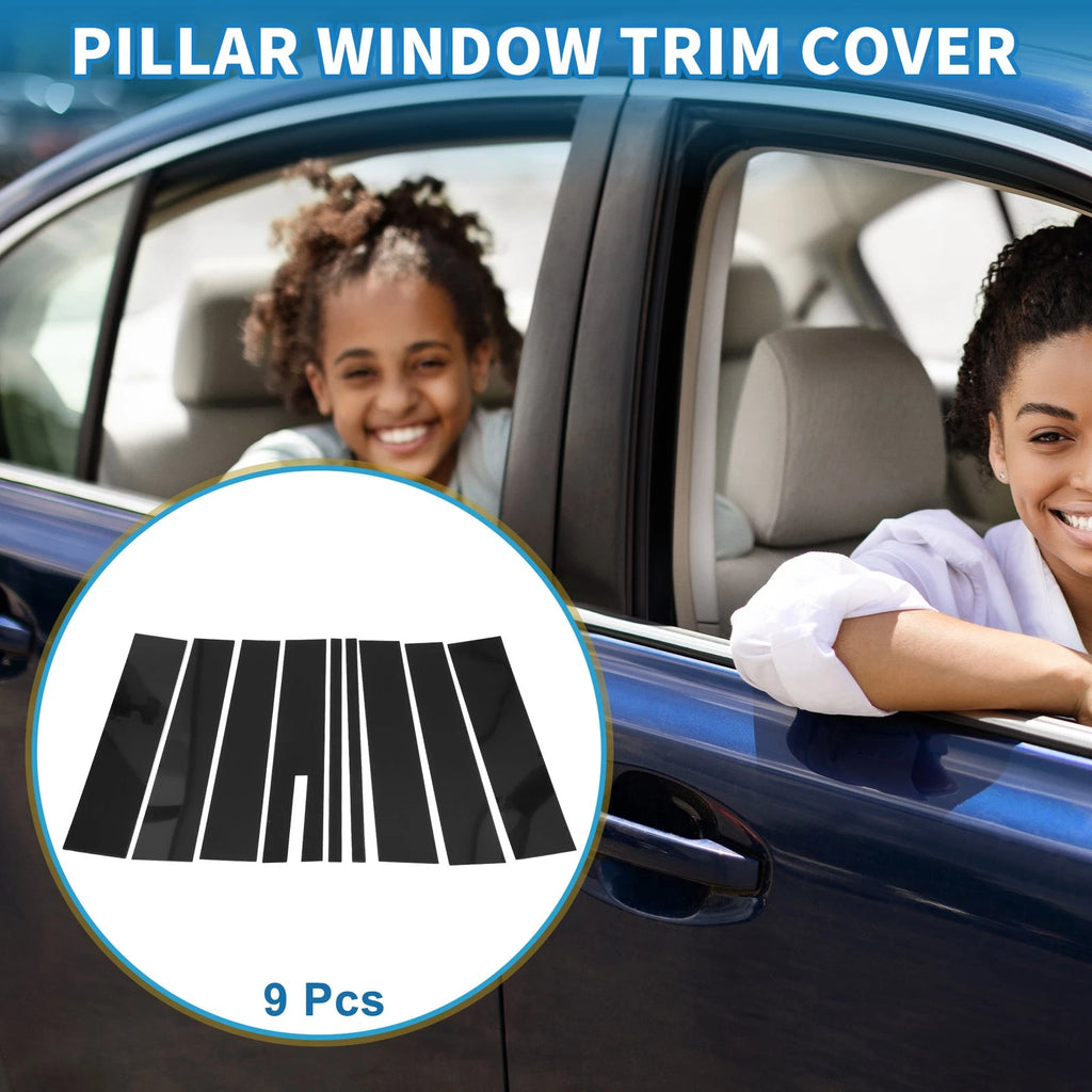 9 Pcs Door Pillar Window Trim for Ford Flex (2009–2015) Black