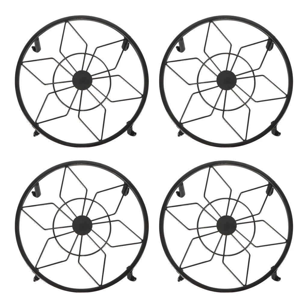 3/4 Pack 9" Metal Plant Stands for Flower Pot (Heavy Duty, Black)