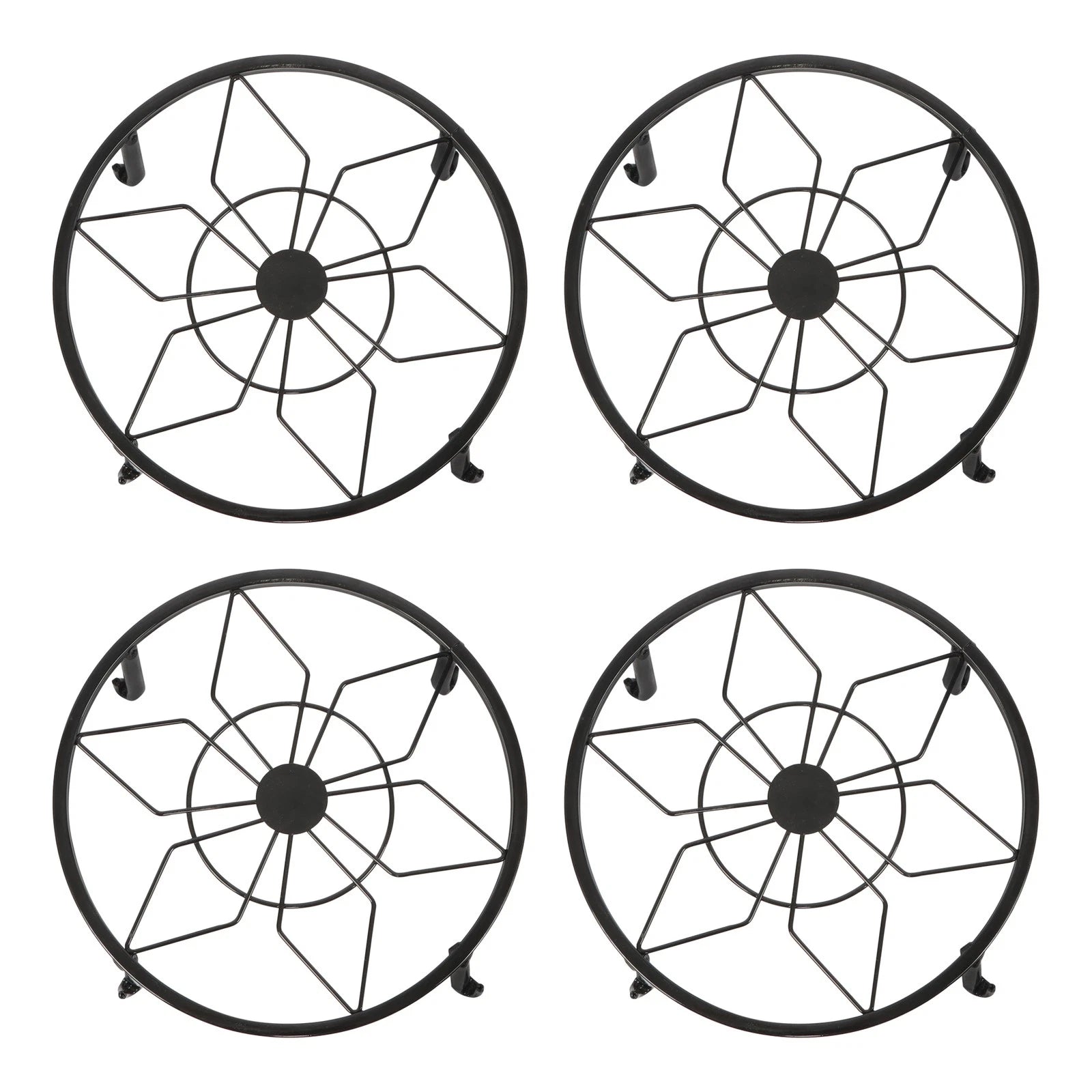 3/4 Pack 9" Metal Plant Stands for Flower Pot (Heavy Duty, Black)