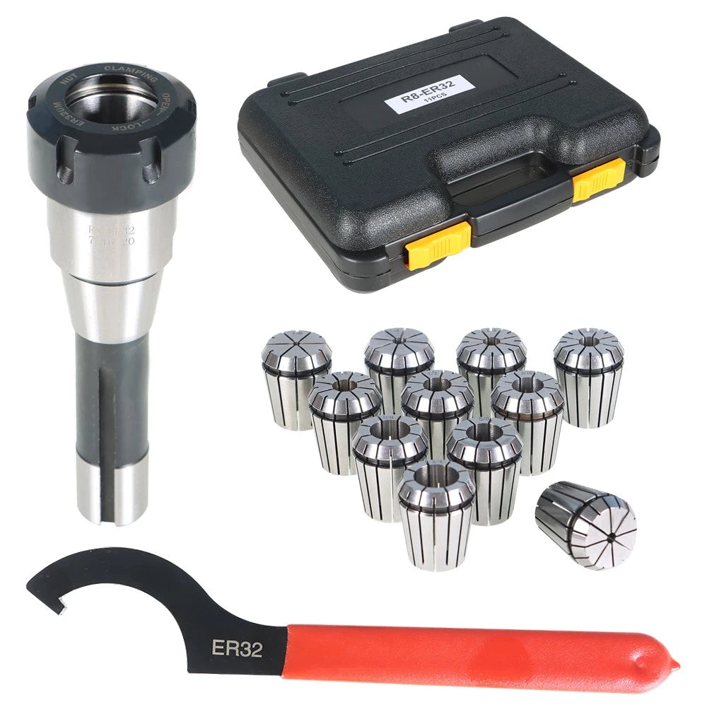 ER32 Collet Set with Spanner for Milling Machine R8 (11PC)