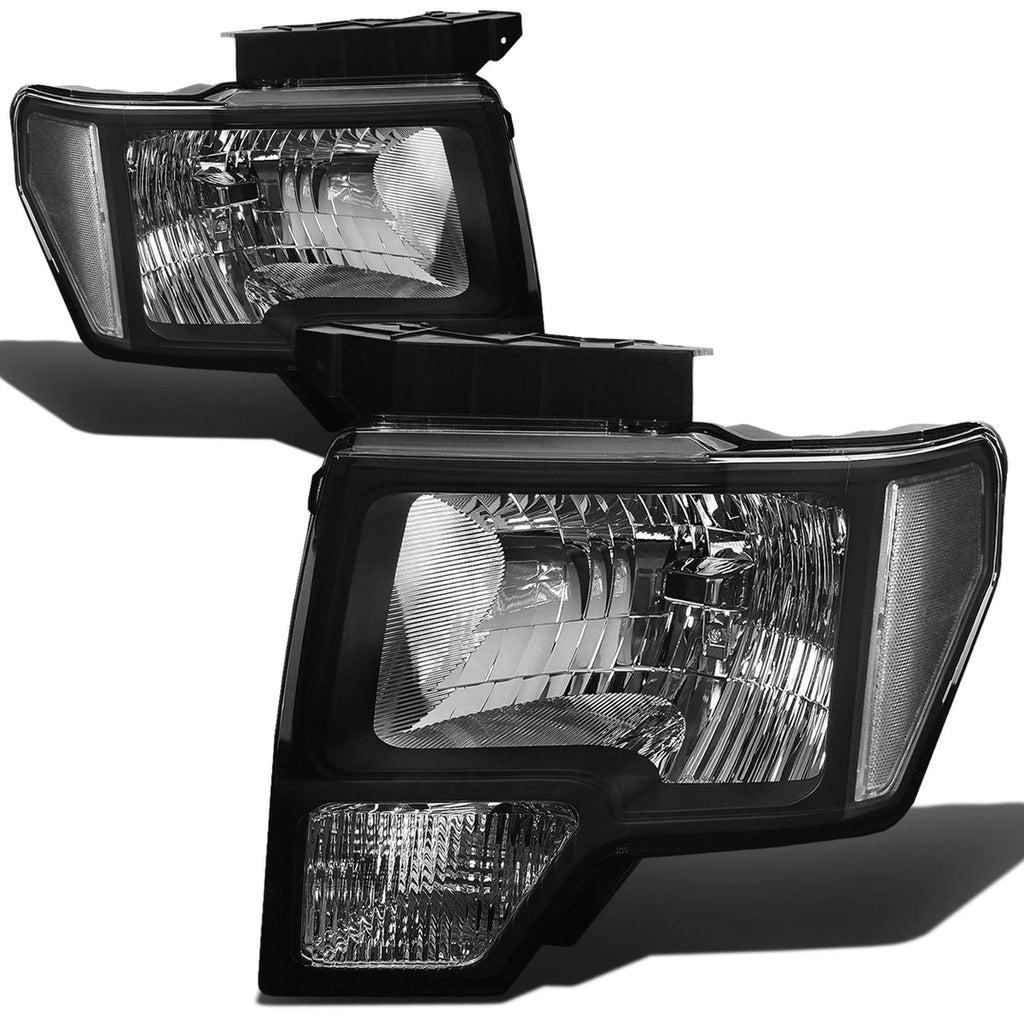 Black Housing Headlight & Smoked LED Fog Light Kit for Ford F150 (2009–2014)