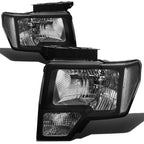 Black Housing Headlight & Smoked LED Fog Light Kit for Ford F150 (2009–2014)