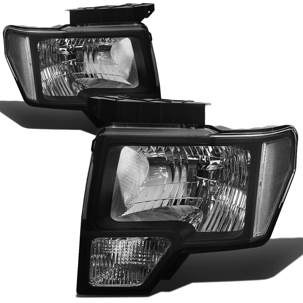 Black Housing Headlight & Smoked LED Fog Light Kit for Ford F150 (2009–2014)
