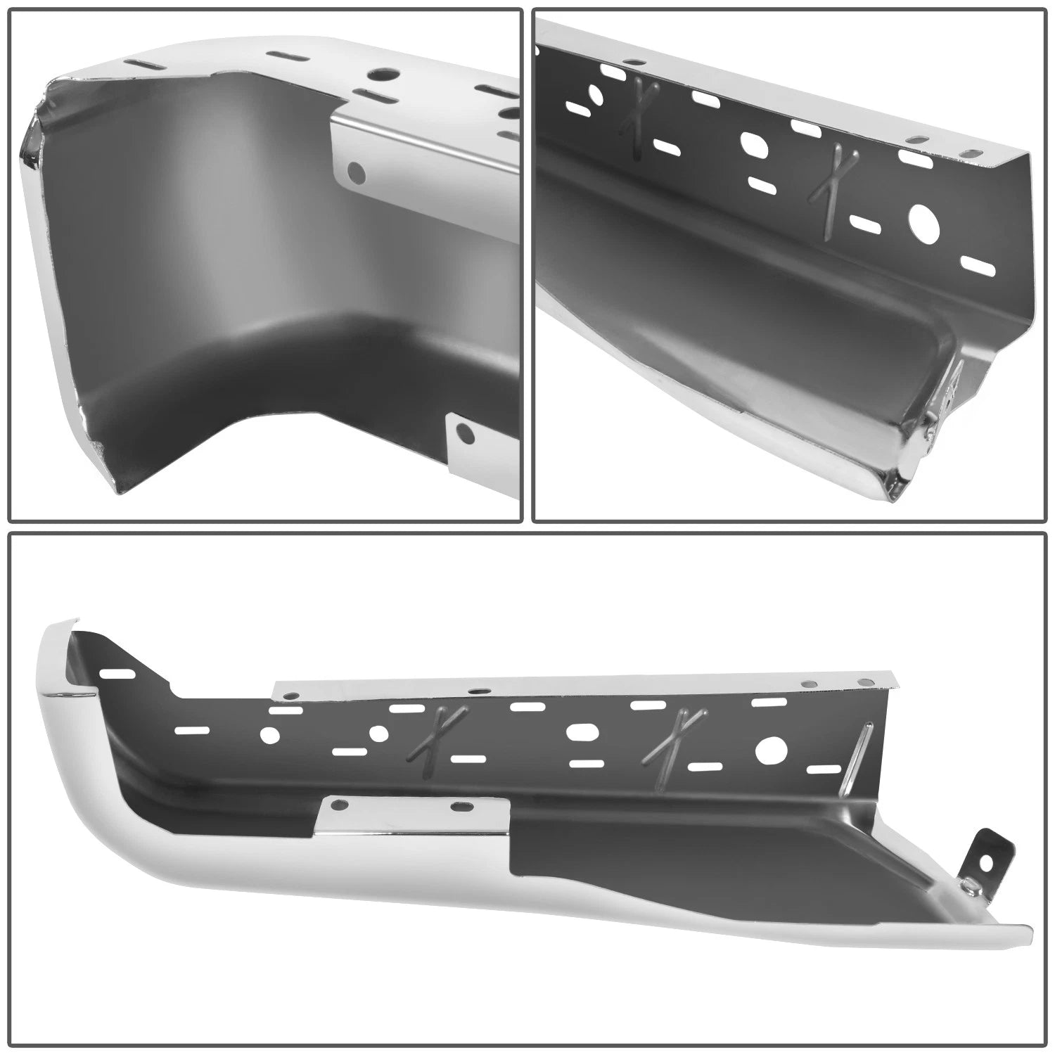 Set of 2 Rear Polished Chrome Steel Bumper End Caps for Ford F150 (2015–2020)