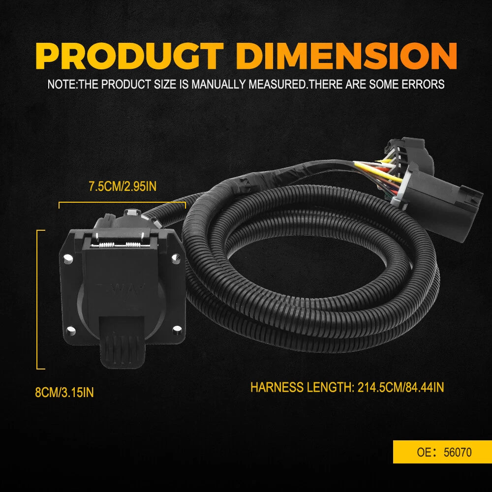 7-Pin Trailer Wiring Harness Extension for Truck Bed (Year Range)