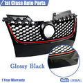 Glossy Black Front Bumper Upper Mesh Grille for Volkswagen GTI Jetta (2006–2009)