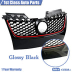 Glossy Black Front Bumper Upper Mesh Grille for Volkswagen GTI Jetta (2006–2009)