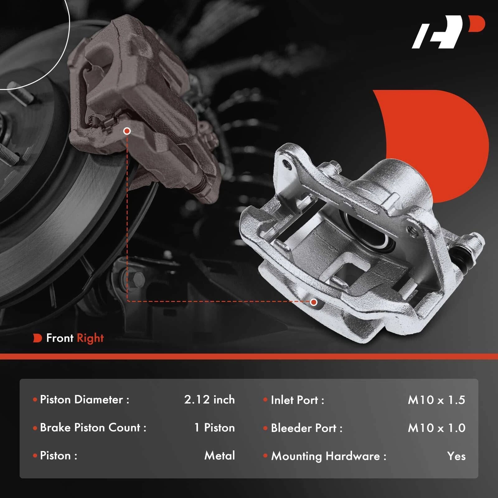 Front Right Brake Caliper with Bracket for Chevy Cobalt (2007-2010)