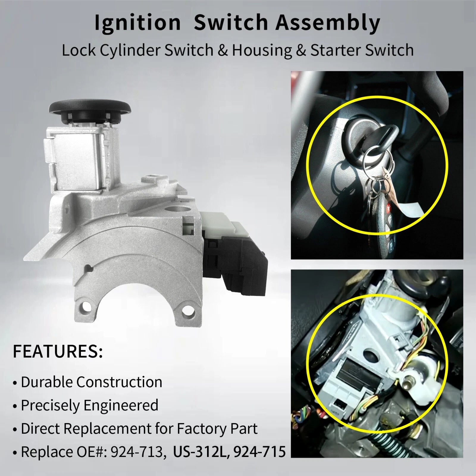 Ignition Lock Cylinder Switch & Housing for Chevy Silverado GMC Sierra (2003–2007)