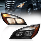 Set of 2 Halogen Black Headlights Assembly for Freightliner Cascadia (2018–2024)