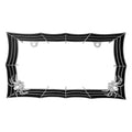 Spider Web License Plate Frame Black Chrome for Cars and Trucks (Universal)