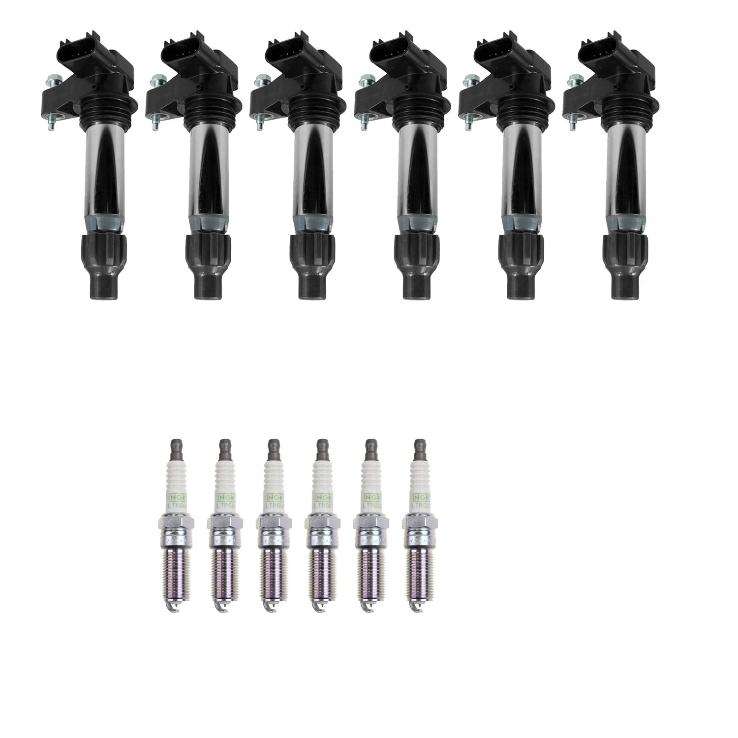 Set of 6 NGK Ignition Coils & Platinum Spark Plugs for Camaro Traverse Terrain (V6)
