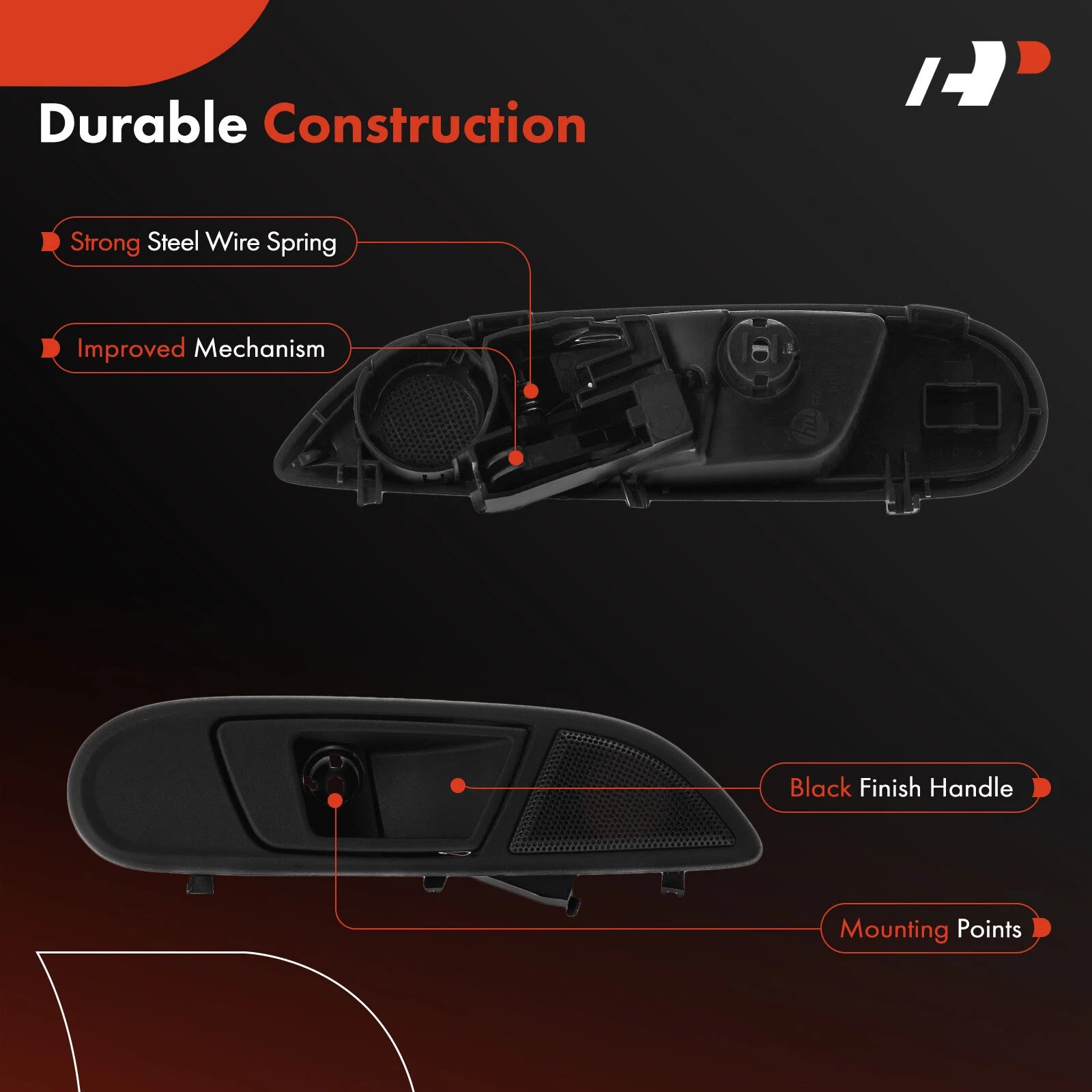 Front Right Black Interior Door Handle for Ford Fiesta (2011-2019)