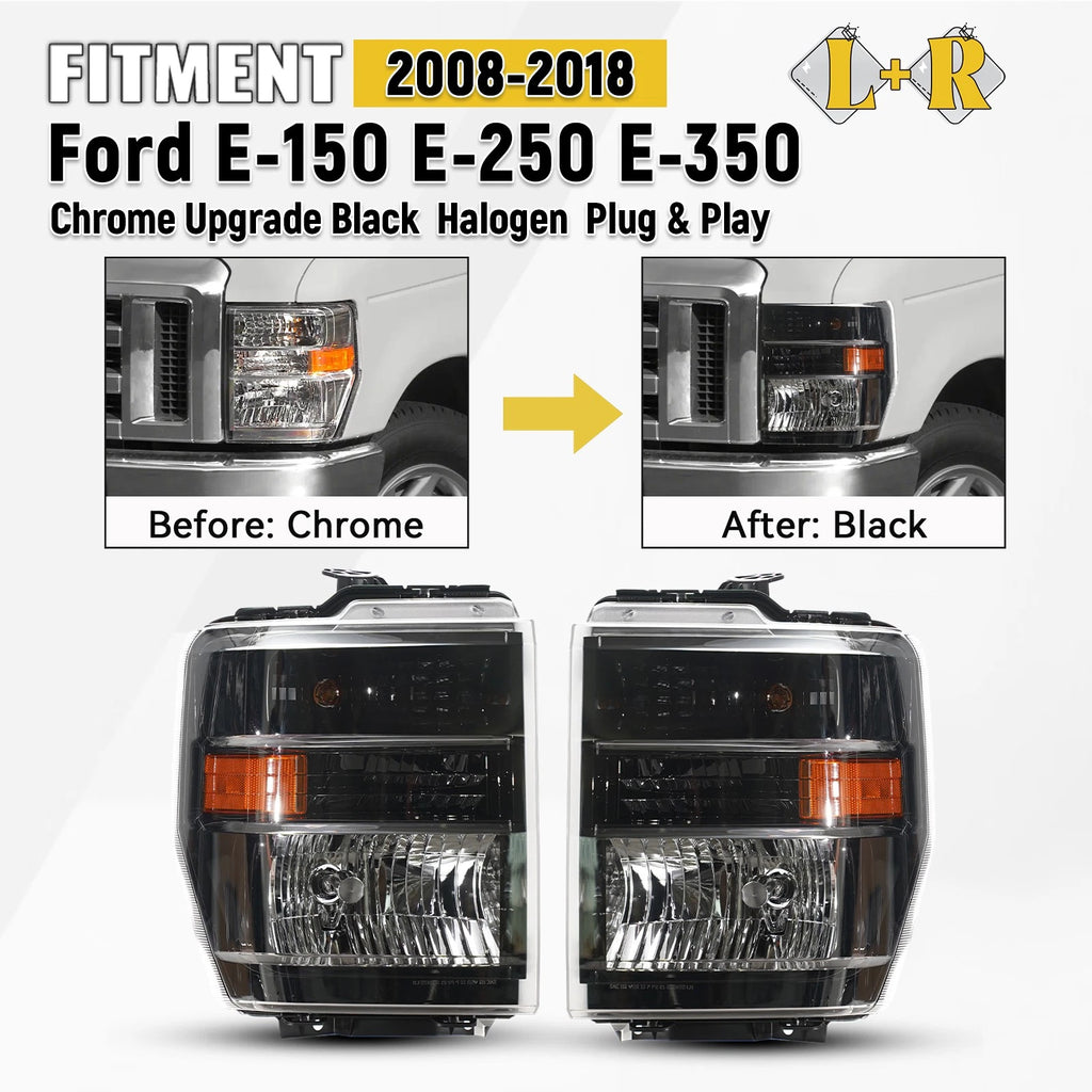 Halogen Headlight Conversion Pair for Ford E-150 E-250 E-350 (2008–2026)