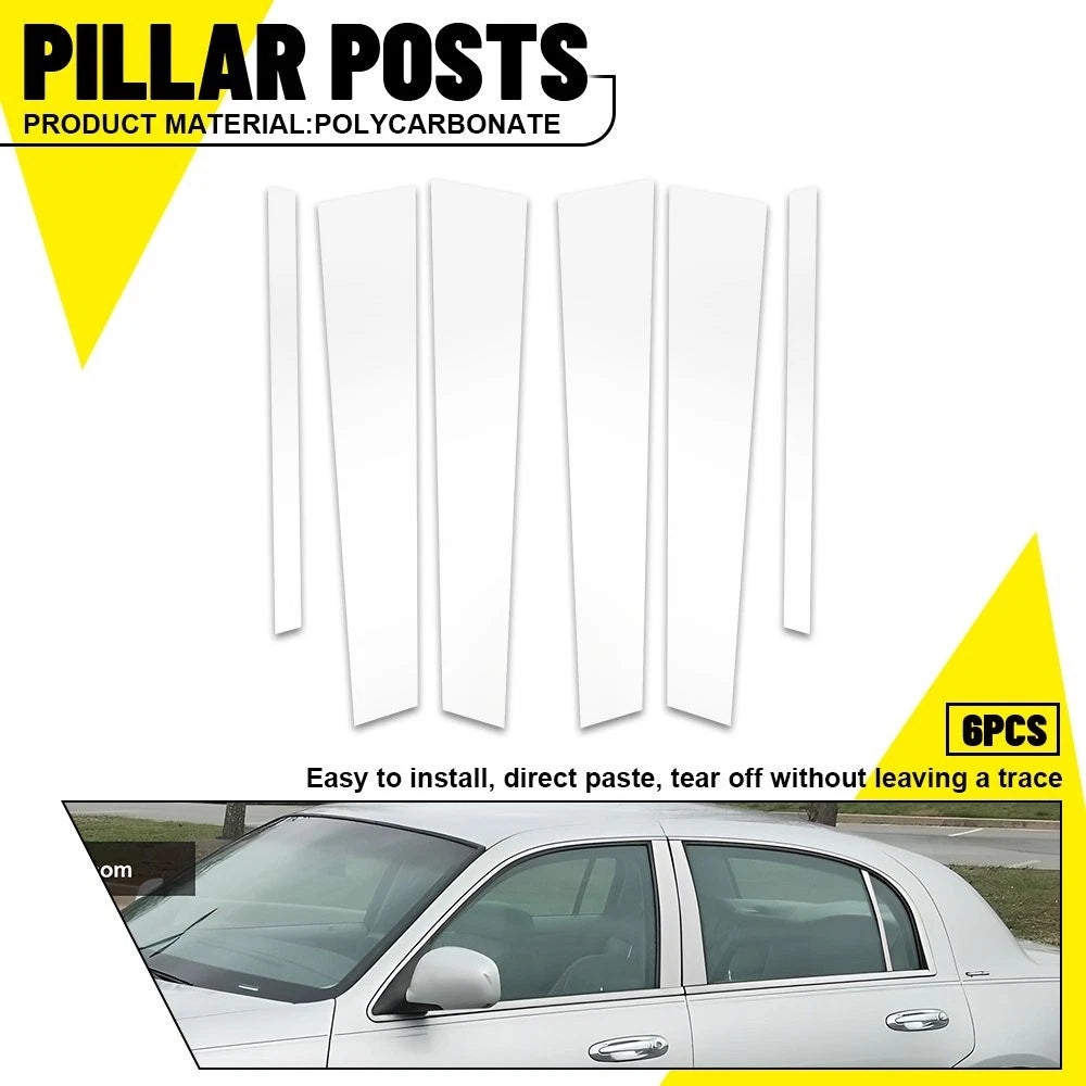 Set of 6 Chrome Pillar Posts for Lincoln Town Car (1998–2011)